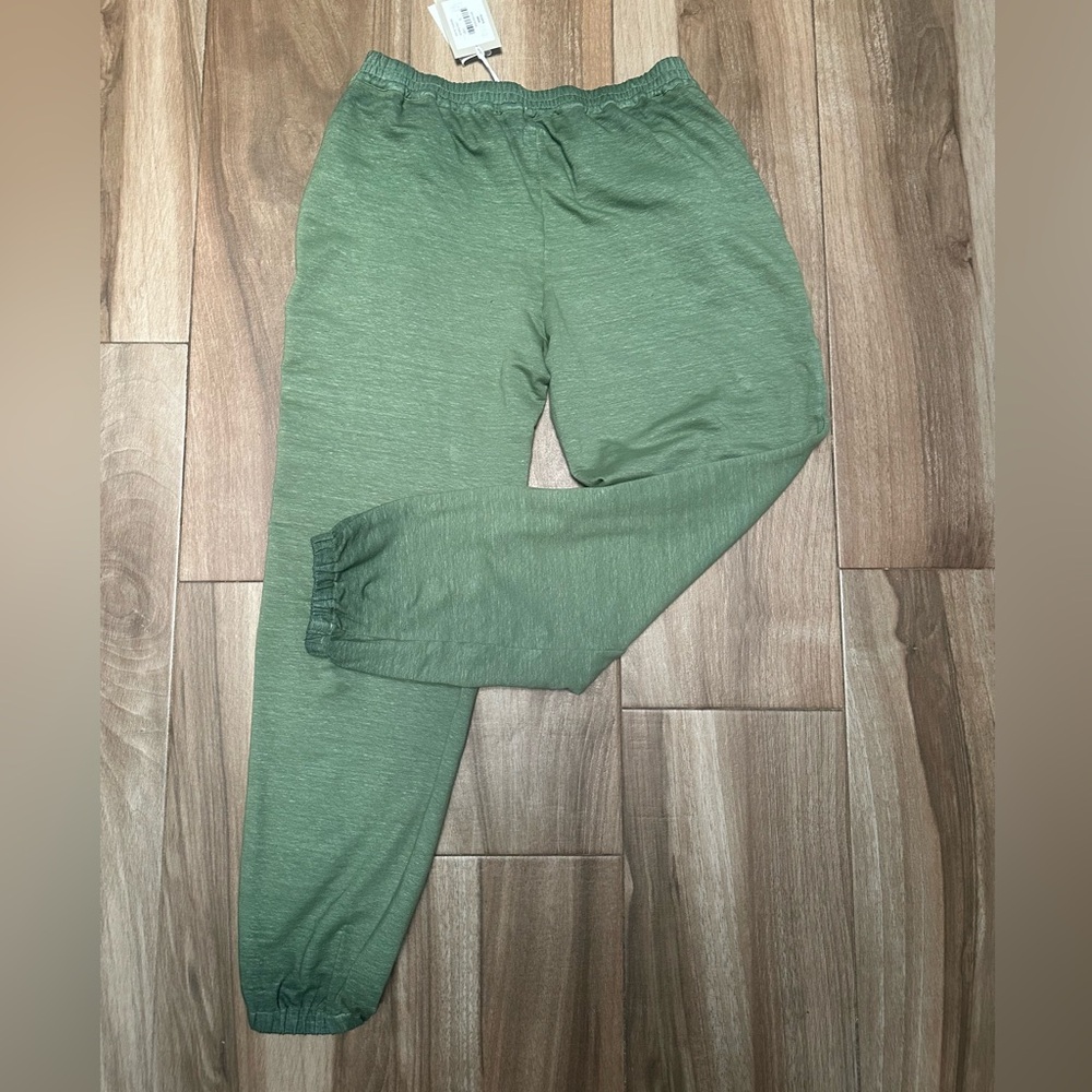NWT 120% Lino Green Women’s Linen Casual Pants  Sweatpants No Drawstring Italian